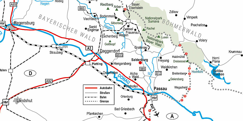 Karte Bayerischer Wald